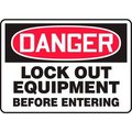 Accuform Accuform Danger Sign, Lockout Equipment Before Entering, 14inW x 10inH, Plastic MLKT015VP